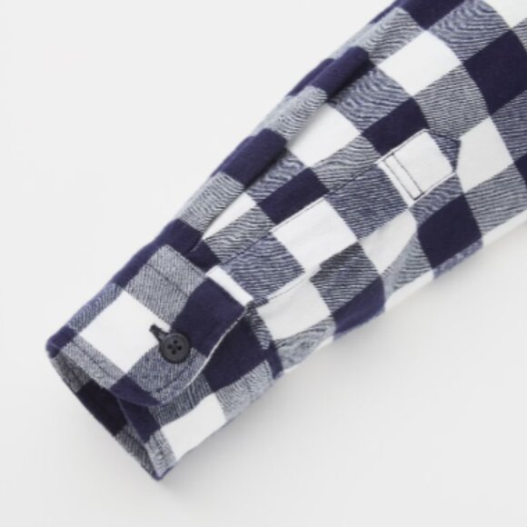Uniqlo Flannel Plaid Long-Sleeve 100% cotton Shirt blue and white XS - Picture 4 of 4